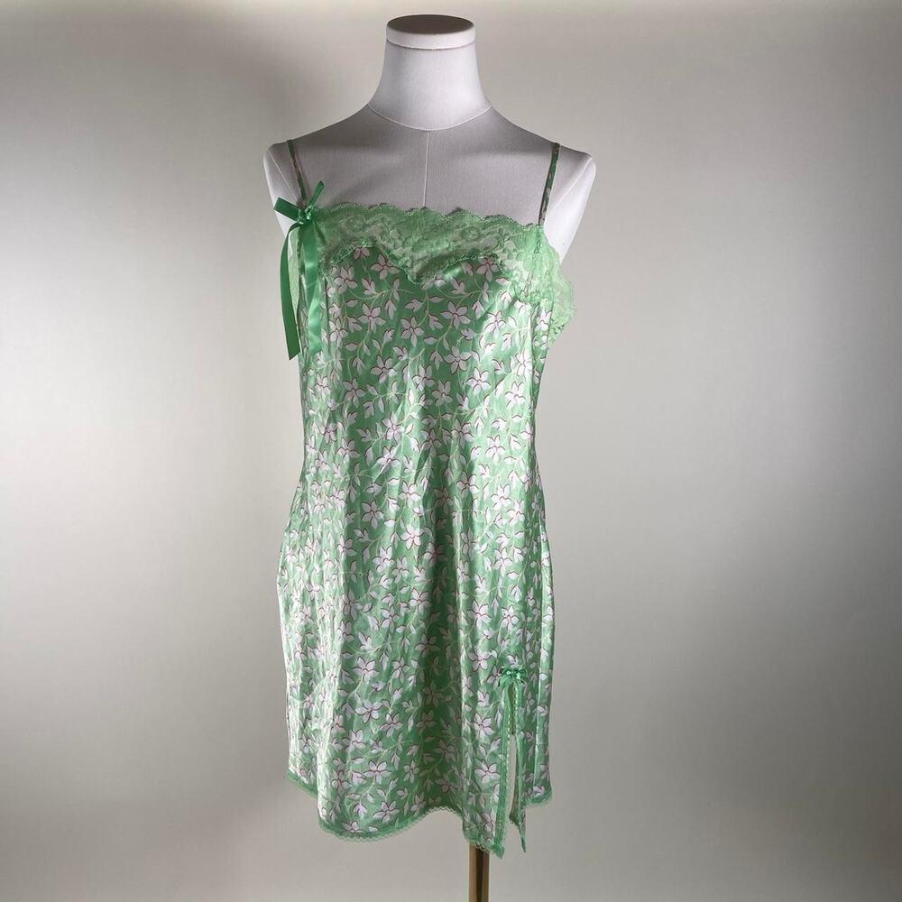 Vintage green floral slip dress